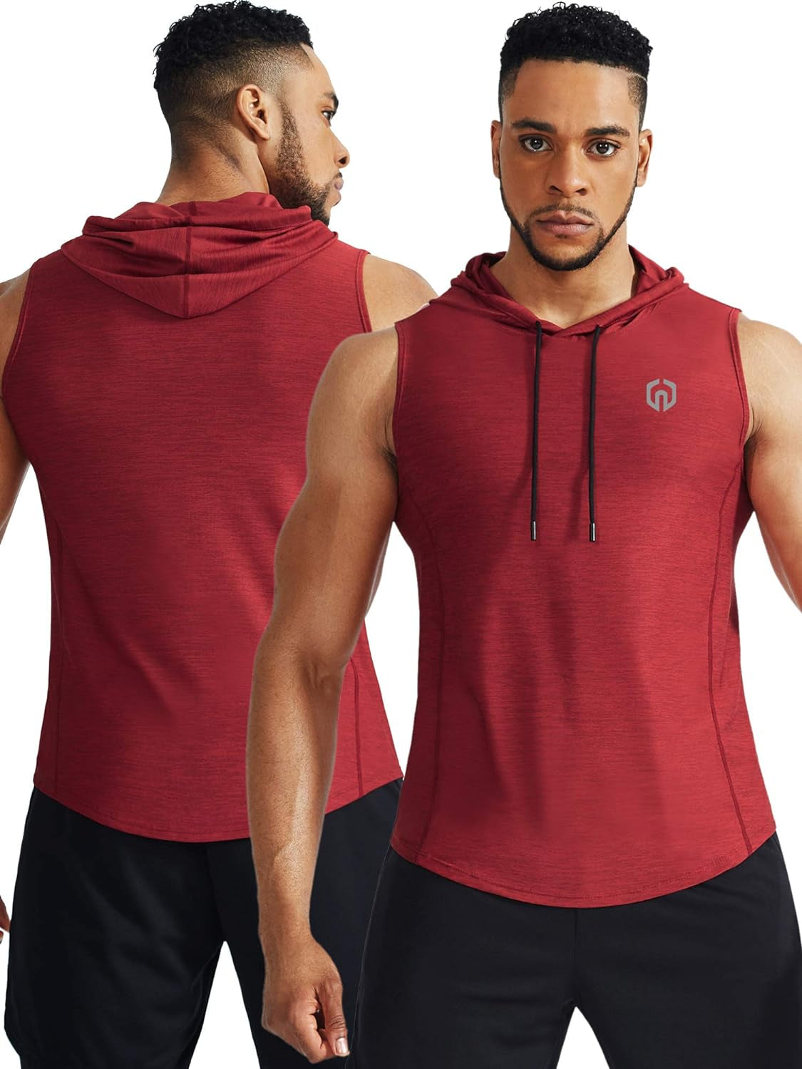 Men'S 3 Pack Running Tank Tops Muscle Workout Athletic Shirts with Hoods,5067,Red/Light Green/Light Grey,Us 2XL,EU 3XL