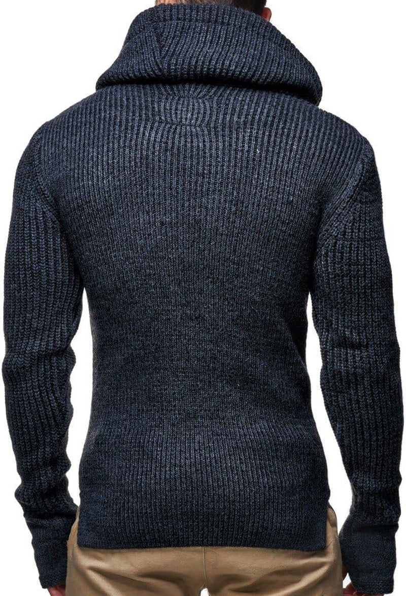 Men’S Knitted Pullover | Long-Sleeved Slim Fit Shirt | Basic Longsleeve Sweatshirt with Shawl Collar for Men