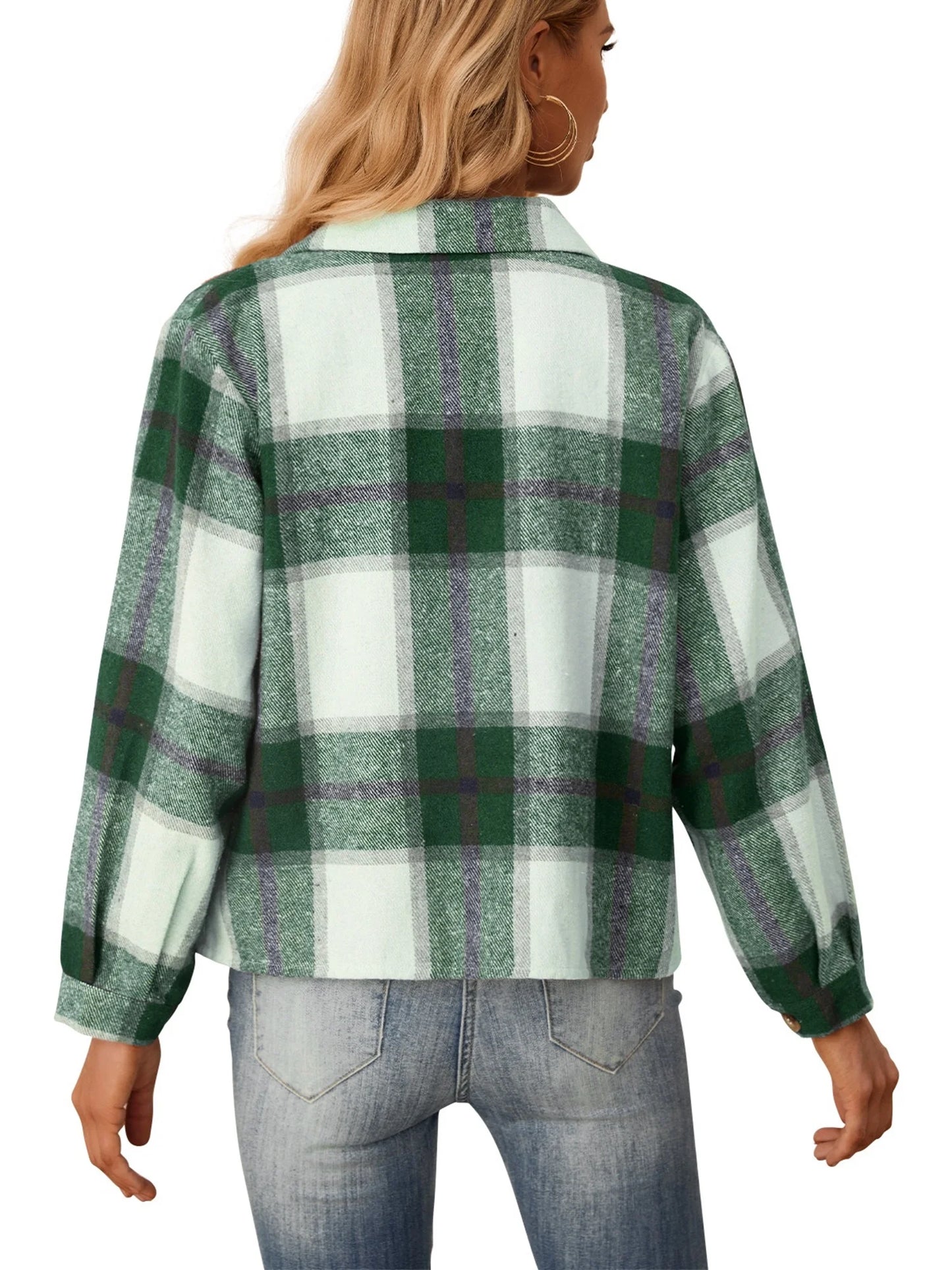 Womens Shacket Plaid Shirts Flannel Shacket Jacket Long Sleeve Button down Shirt Trendy Fall Outfits for Women Coats